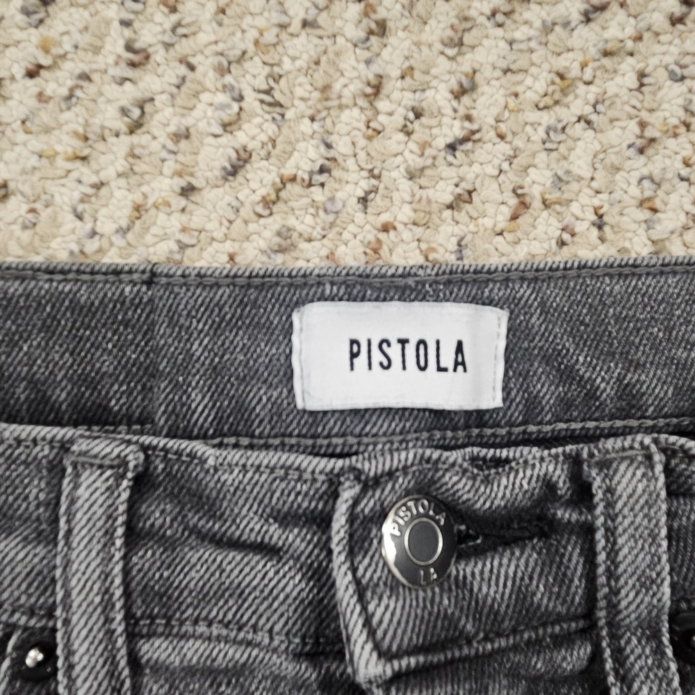 Pistola Denim Jeans Womens 25 Black/Gray Distressed Ripped Button Fly Frayed Hem - Picture 4 of 7